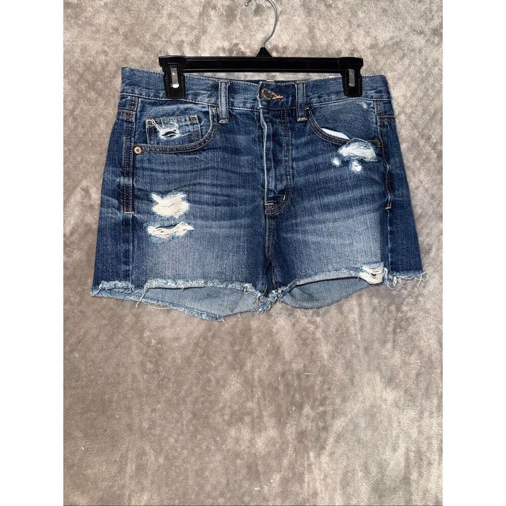 American Eagle High Rise Dark Wash Distressed Jorts Size 2 100% cotton #769